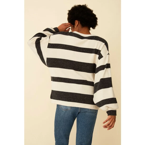 unnamed-file-2897.jpg F&F Cosy Mono Stripe Balloon Sleeve Black Top -F&F Shop unnamed file 2897