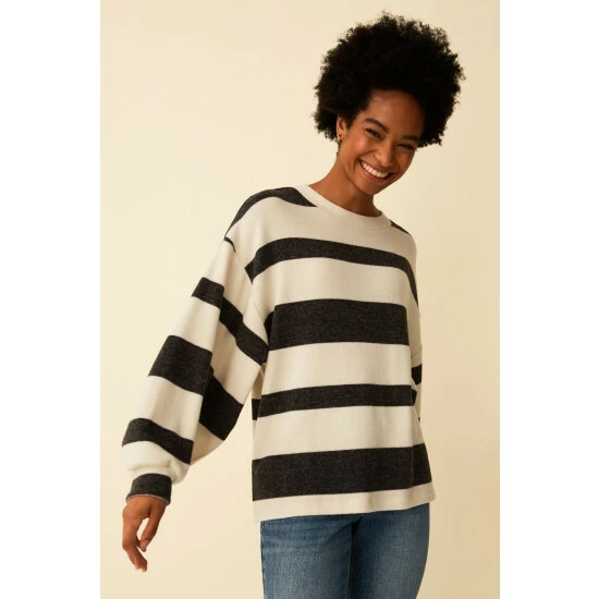 unnamed-file-2898.jpg F&F Cosy Mono Stripe Balloon Sleeve Black Top -F&F Shop unnamed file 2898