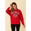 F&F Red Nevada Embroidered Sweatshirt
