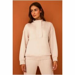 F&F Cream Premium Zip Placket Sweatshirt