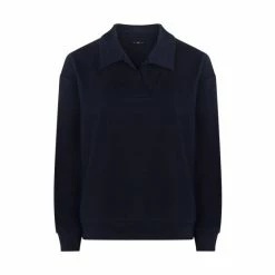 F&F Blue Collar V-Neck Long Sleeve Top -F&F Shop unnamed file 2924