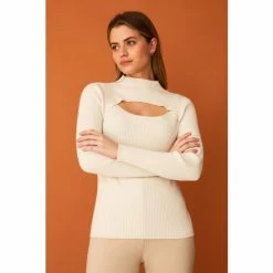 F&F Cut-Out Rib White Jumper