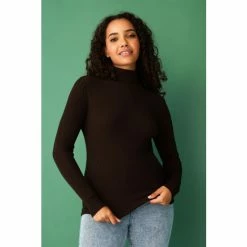 F&F Brown Rib Roll Neck Jumper