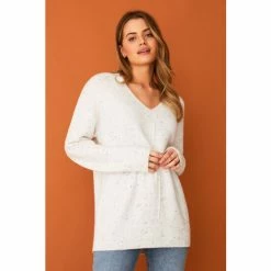 F&F Cream V-Neck Neppy Jumper