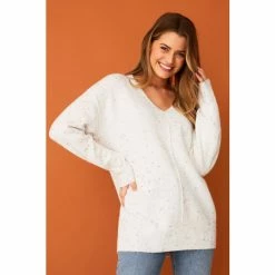 F&F Cream V-Neck Neppy Jumper -F&F Shop unnamed file 3062