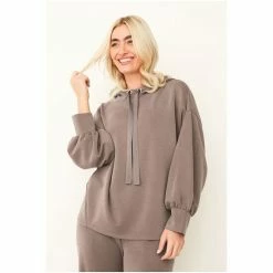 F&F Brown Hinch Allegra Mushroom Lounge Top