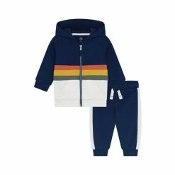 F&F Blue Panel Stripe Zip Through Sweat Set