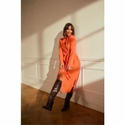 F&F FW Bridge Orange Kiera Wrap Midi Dress