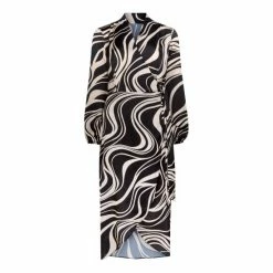 F&F Black Mono Swirl Print Satin Wrap Midi Dress 6 F&F Black Mono Swirl Print Satin Wrap Midi Dress -F&F Shop unnamed file 378
