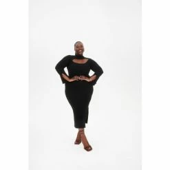 F&F FW Bridge Black India Slash Neck Knit Midi Dress 9 F&F FW Bridge Black India Slash Neck Knit Midi Dress -F&F Shop unnamed file 387