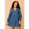 F&F Blue Denim Tiered Mini Dress -F&F Shop unnamed file 412