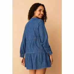 F&F Blue Denim Tiered Mini Dress -F&F Shop unnamed file 414