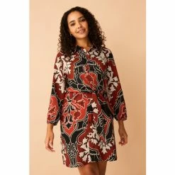 F&F Brown Tribal Print Mini Wrap Dress