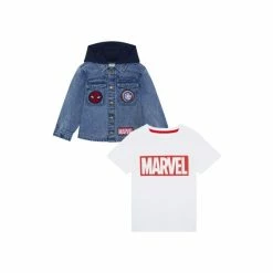 F&F Blue Marvel T-Shirt & Denim Shorts
