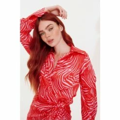 F&F FW Bridge Arlie Zebra Satin Wrap Pink Midi Dress -F&F Shop unnamed file 471