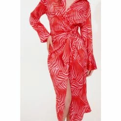 F&F FW Bridge Arlie Zebra Satin Wrap Pink Midi Dress -F&F Shop unnamed file 472
