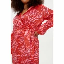 F&F FW Bridge Arlie Zebra Satin Wrap Pink Midi Dress -F&F Shop unnamed file 476