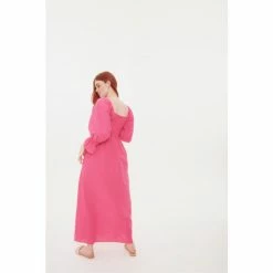 F&F FW Bridge Delilah Linen Pink Square Neck Dress 6 F&F FW Bridge Delilah Linen Pink Square Neck Dress -F&F Shop unnamed file 490