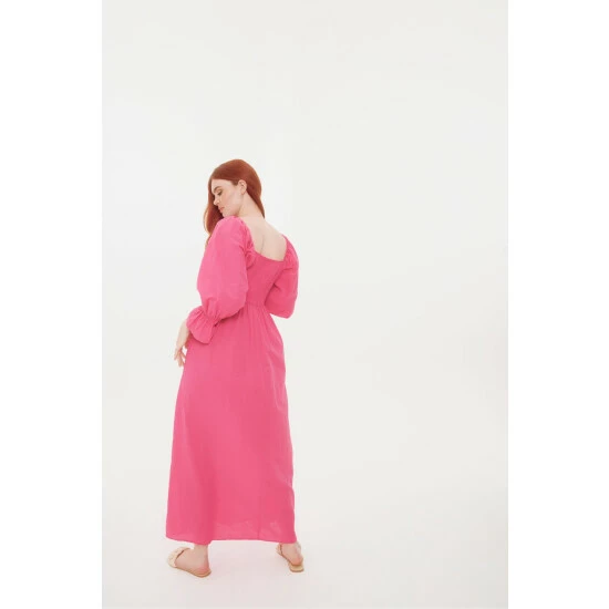 unnamed-file-490.jpg F&F FW Bridge Delilah Linen Pink Square Neck Dress -F&F Shop unnamed file 490