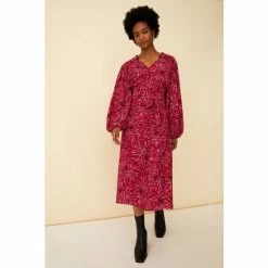 F&F Pink Flower Midi Shirt Dress
