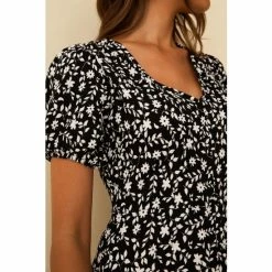 F&F Textured Floral Print Black Jersey Dress -F&F Shop unnamed file 518