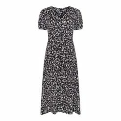 F&F Textured Floral Print Black Jersey Dress -F&F Shop unnamed file 520