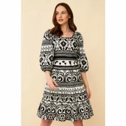 F&F Natural Mono Aztec Mini Dress