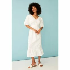 F&F Embroidered Broderie White Midi Dress -F&F Shop unnamed file 538