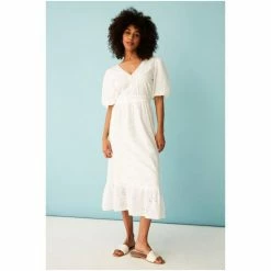 F&F Embroidered Broderie White Midi Dress -F&F Shop unnamed file 542