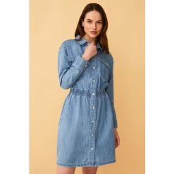 F&F Navy Blue Denim Elastic Waist Mini Dress -F&F Shop unnamed file 545