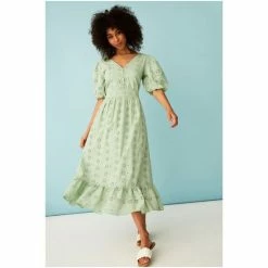 F&F Green Embroidered Broderie Midi Dress -F&F Shop unnamed file 554