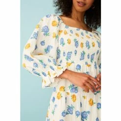 F&F Floral Smocked White Mini Dress -F&F Shop unnamed file 558