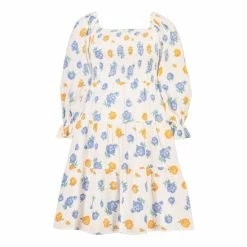 F&F Floral Smocked White Mini Dress -F&F Shop unnamed file 559