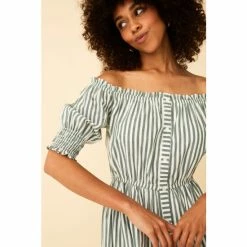 F&F Green Stripe Bardot Midi Dress -F&F Shop unnamed file 570