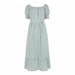 F&F Green Stripe Bardot Midi Dress -F&F Shop unnamed file 572