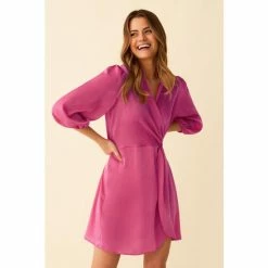 F&F Pink Satin Wrap Dress -F&F Shop unnamed file 575