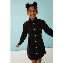 F&F Black Button Through Denim Dress