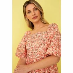 F&F Pink Ditsy Frill Sleeve Midi Dress -F&F Shop unnamed file 608