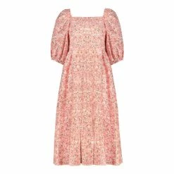 F&F Pink Ditsy Frill Sleeve Midi Dress -F&F Shop unnamed file 609