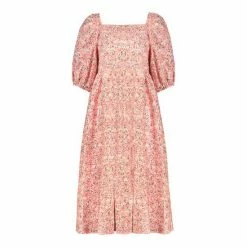 F&F Pink Ditsy Frill Sleeve Midi Dress -F&F Shop unnamed file 610