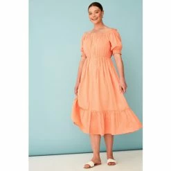 F&F Orange Bardot Midi Dress -F&F Shop unnamed file 616