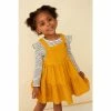 F&F Yellow Ochre Cord Tiered Pinny Dress -F&F Shop unnamed file 639