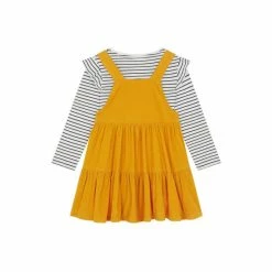 F&F Yellow Ochre Cord Tiered Pinny Dress -F&F Shop unnamed file 641