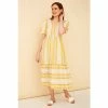 F&F Yellow Jacquard Tie Back Midi Dress -F&F Shop unnamed file 665