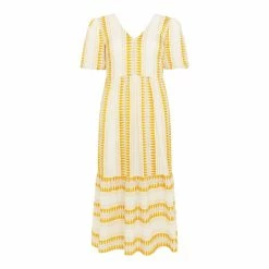 F&F Yellow Jacquard Tie Back Midi Dress -F&F Shop unnamed file 669