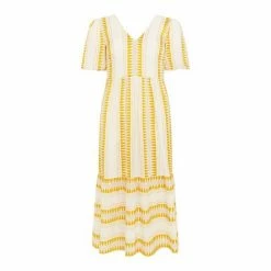 F&F Yellow Jacquard Tie Back Midi Dress -F&F Shop unnamed file 670