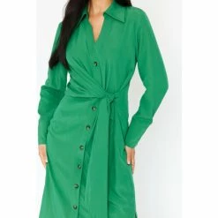 F&F FW Bridge Amalie Green Tie Front Shirt Dress -F&F Shop unnamed file 718