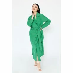 F&F FW Bridge Amalie Green Tie Front Shirt Dress -F&F Shop unnamed file 719