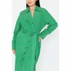F&F FW Bridge Amalie Green Tie Front Shirt Dress -F&F Shop unnamed file 721