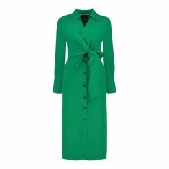 F&F FW Bridge Amalie Green Tie Front Shirt Dress -F&F Shop unnamed file 723